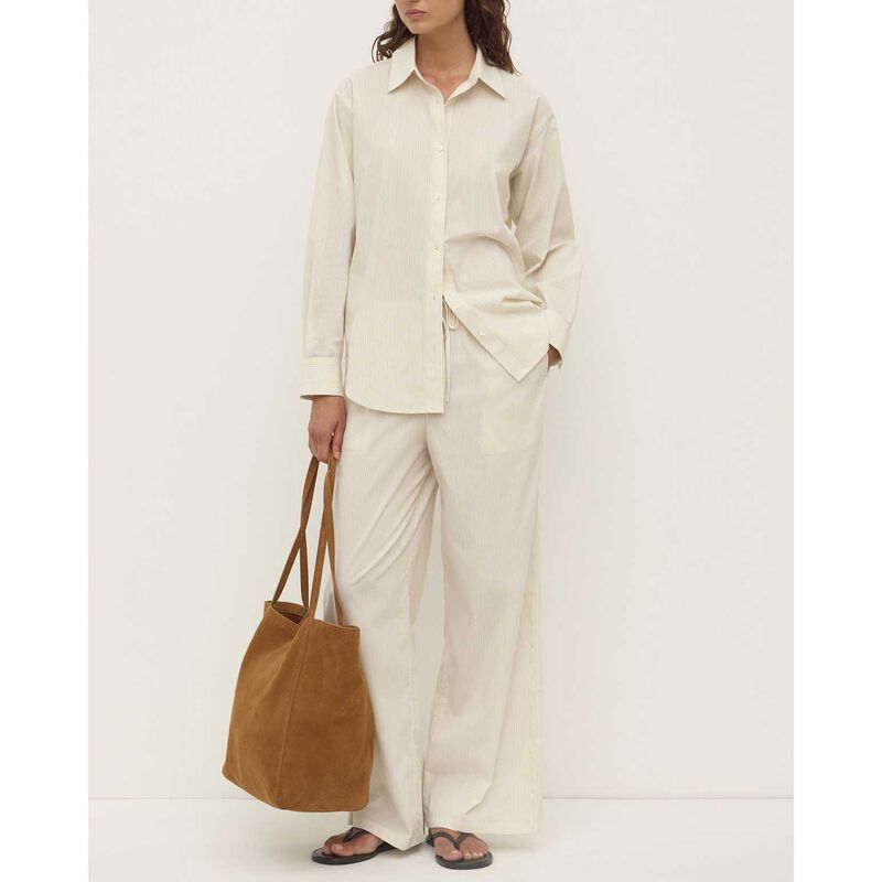 Assembly Label Marina Stripe Fitted Shirt White/Grey Stripe image number 3